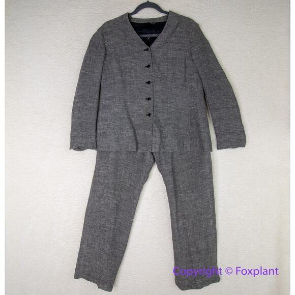 Sigrid Olsen suit 90% linen jacket with matching pants, women size Petite 10 - Picture 2 of 16